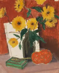 Flori și evantai by Theodor Pallady, anii '30, ulei pe pânză lipită pe carton, sold Apr 2026