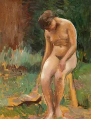 Ipolit Strâmbu, După baie, 1914, ulei pe carton
