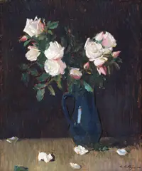 Trandafiri by Leon Biju, ulei pe carton, sold Apr 2026