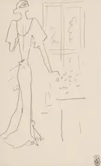 Jean Cocteau, La fereastră, creion pe hârtie