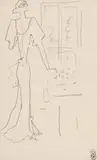 Jean Cocteau, La fereastră, creion pe hârtie