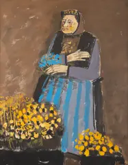 Sorin Ilfoveanu, Florăreasă, 1982, tempera pe hârtie