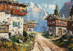 Rudolf Négely, Peisaj din Alpi, ulei pe pânză