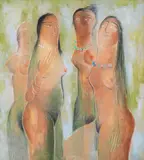 Dimitar Lalev, Models in the Studio, 2000, oil on canvas