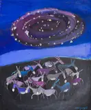 Lyuben Zidarov, Galaxies, oil on canvas