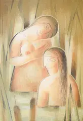 Dimitar Lalev, Nymphs, 1990's, oil on canvas