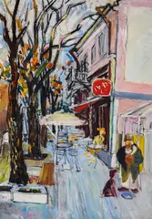 Yuri Bukov, A walk around the town, oil on canvas