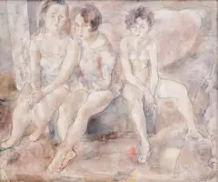 Jules Pascin, Three young girls, 1930, oil and pencil on cardboard