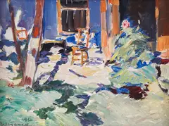 Nikola Tanev, Courtyard in Karlovo, 1930, oil on canvas