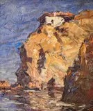 Mario Zhekov, Coast at Sozopol, 1940's, oil on cardboard