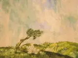 Vasil Stoilov, The lonely tree, 1942, watercolor on paper