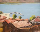 Ivan Tabakov, By the pier, 1940's, oil on canvas