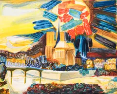 Dimitar Kirov, Paris, my favorite city, 1980's, lithography