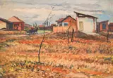 Boris Denev, Autumn day in the countryside, oil on plywood