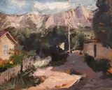 Konstantin Tringov, Mountain village, oil on cardboard