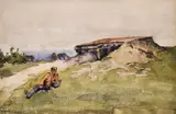 Stefan Sharich, A break, watercolor on paper