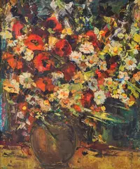 Mara Atanasova, Still life with poppies, end of 1980's, oil on canvas