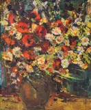 Mara Atanasova, Still life with poppies, end of 1980's, oil on canvas