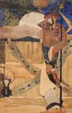 Ivan Milev, The guardian, 1920's, watercolor, ink and gold paint on paper