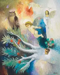 Suli Seferov, Angels, 1998, oil on canvas