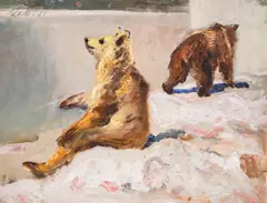 Iliya Petrov, Bears, 1951, oil on canvas laid on plywood