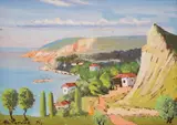 Asen Petkov, View from Balchik, 1971, oil on canvas laminated on plywood