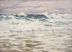 Mario Zhekov, Sea waves, 1940's, oil on canvas