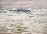 Mario Zhekov, Sea waves, 1940's, oil on canvas