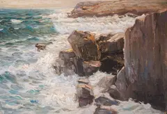 Aleksandar Mutafov, Stormy sea, 1934, oil on plywood
