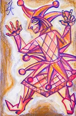 Yoan Leviev, The jester's game, watercolor, ink and pencil on paper