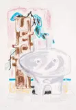Dechko Uzunov, Abstract landscape, 1972, oil pastel on paper