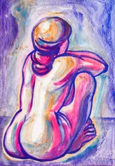 Yoan Leviev, Nude, watercolor on paper