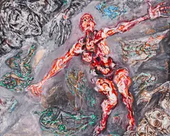 The flight by Atanas Patsev, 1990, oil on canvas, sold Mar 2026