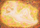 Vasil Valchev, Maiden and roses, 1986, oil on canvas