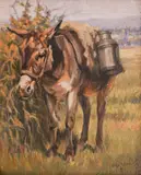 Nikola K. Andonov, The donkey, oil on canvas