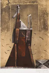 Stoyan Tsanev, On the seashore, lithography