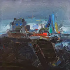 Vasil Stoev, Landscape, 1984, oil on canvas