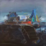 Vasil Stoev, Landscape, 1984, oil on canvas