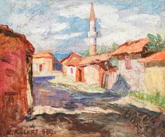 Kolio Kolev, The road to the Karlovo mosque, 1939, oil on canvas