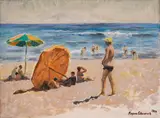 Boris Stefchev, Beach day, 1974, oil on canvas
