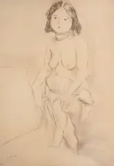 Jules Pascin, Nude with pearl necklace, pencil on paper