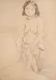Jules Pascin, Nude with pearl necklace, pencil on paper