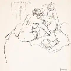Ilia Beshkov, A Quiet Moment, ink on paper