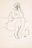 Stoyan Venev, The artist's model, ink and watercolor on paper