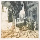 Peter Morozov, The street of the goldsmiths in Andrianopolis, 1914, etching and aquatint