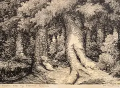 Nikola Pindikov, Forest road through the Balkans, 1937, ink on paper