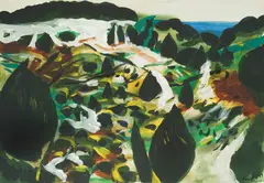 View of Vrsar by Edo Murtić, 1999., gouache and tempera on paper, sold Mar 2026