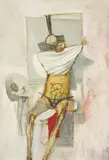 Ljubo Ivančić, Self-portrait in the Studio, 1965., oil on hardboard