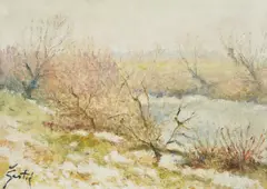 Ljudevit Sestic, Sava Landscape, oil on canvas