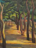 Milan Tolić, Avenue of Trees, oil on canvas